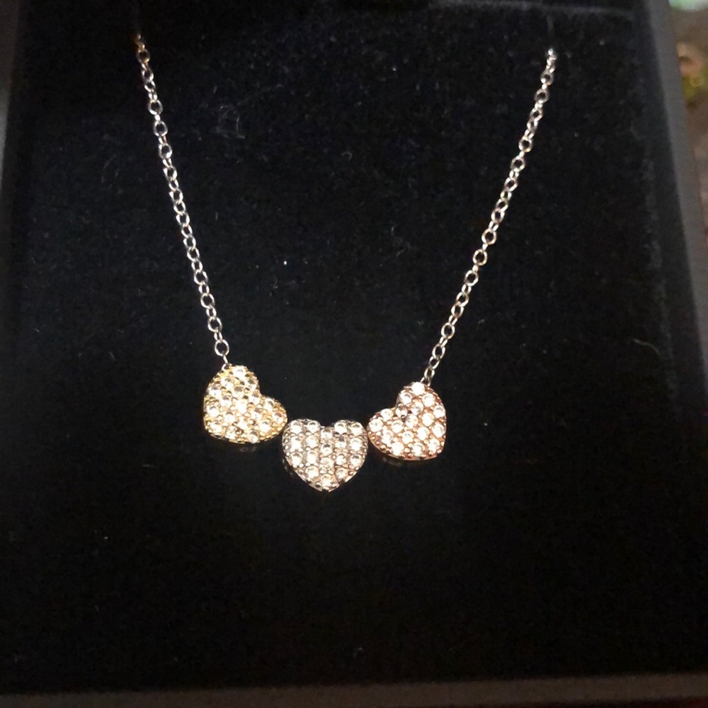 3 heart necklace (gold, silver, and rose gold)